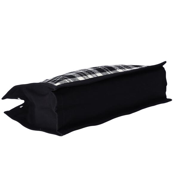 Saint Laurent Rive Gauche Tote Bag 499290 Black White Plaid Wool Leather - Picture 5 of 6